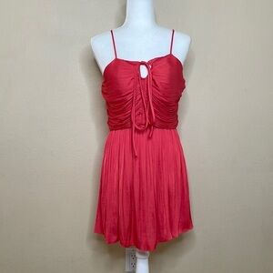 House of Harlow 1960 Revolve Red Ruched Satiny Flowy Min Dress Size Medium New